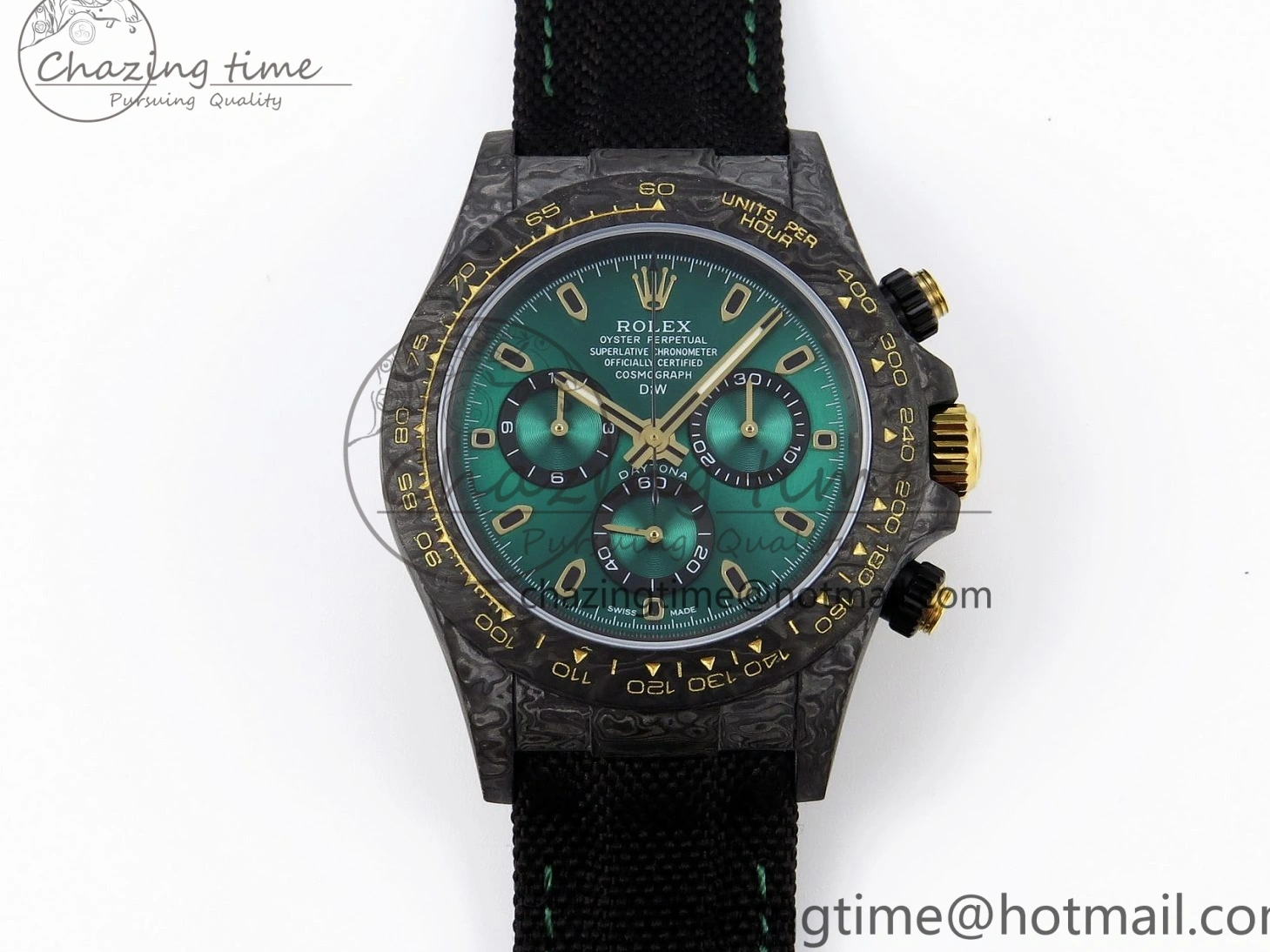 MiroTime 0407 TimelessDesign Daytona DIW Carbon YG Case and Bezel DIWF Edition Green Dial on Black Nylon Strap A 1883